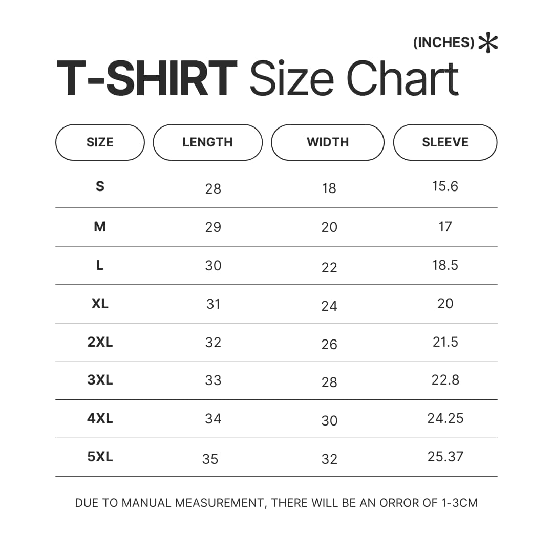 3D T shirt Size Chart - Alvin And The Chipmunks Merch