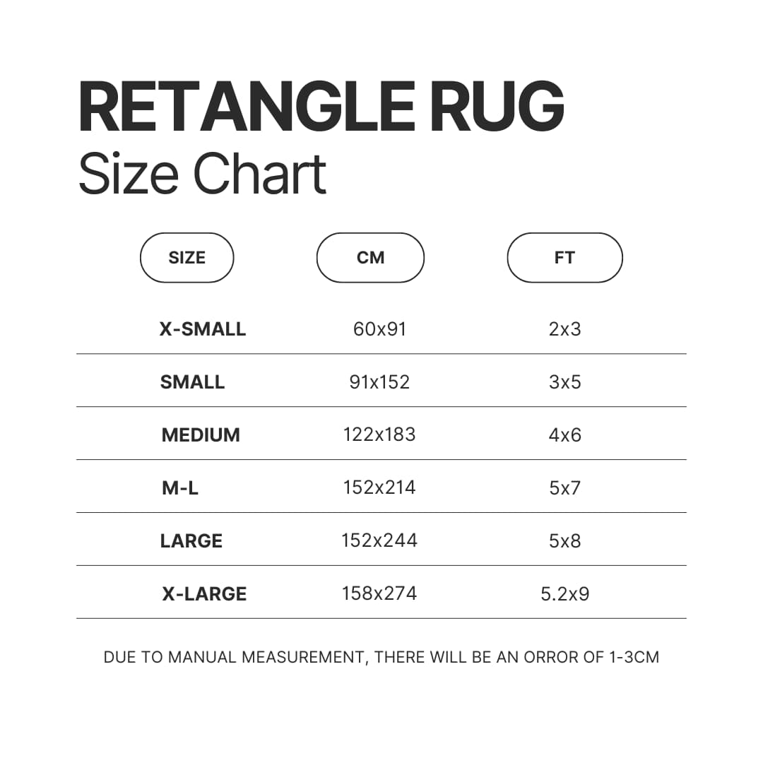 Retangle Rug Size Chart - Alvin And The Chipmunks Merch