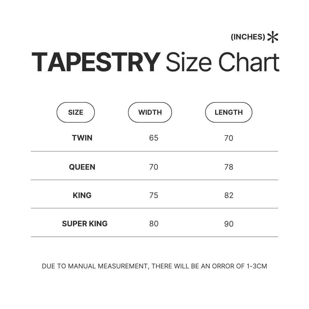 Tapestry Size Chart - Alvin And The Chipmunks Merch