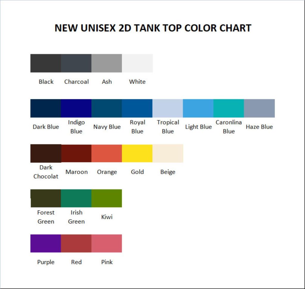 tank top color chart - Alvin And The Chipmunks Merch