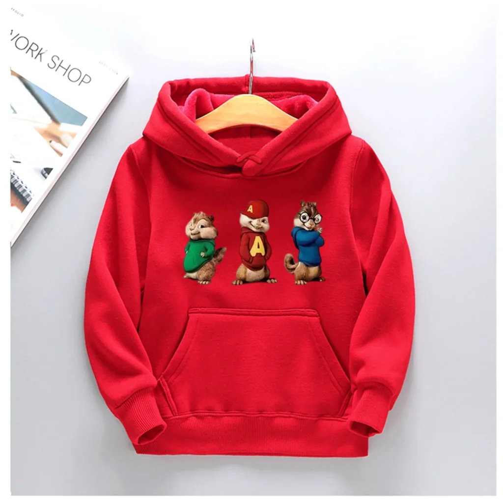 kf S6748a94b0b3e4abfb1ed4e3cef7c32e39 Hot Sold Kids Alvin and the Chipmunks Autumn Spring Pullover Hooded Sweater Boys Girls Chilren Casual - Alvin And The Chipmunks Merch