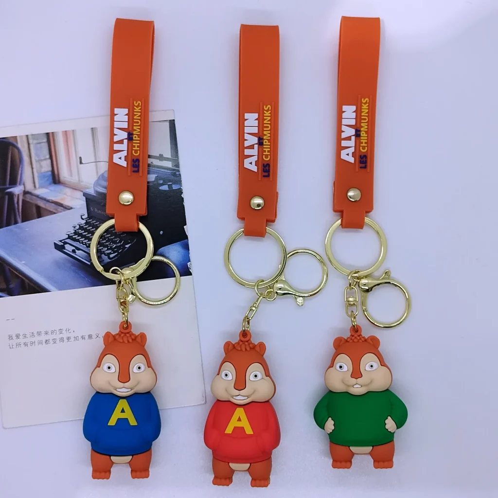 kf S6848bac6d0754271bab30eb351fbeb69U Cartoon animation mouse to treasure keychain cute Alvin Simon Theodore key chain bag accessories wholesale - Alvin And The Chipmunks Merch